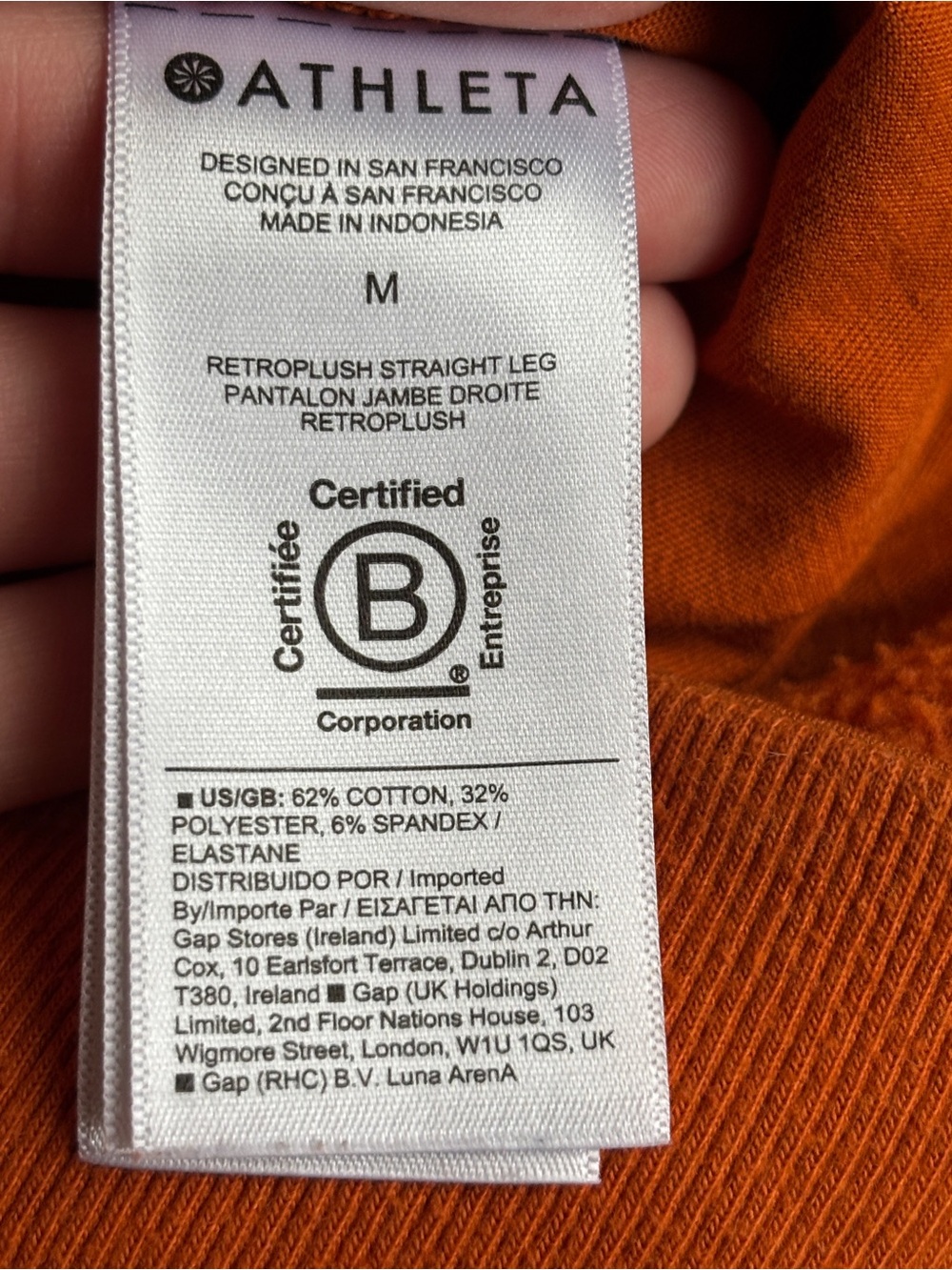 Athleta Retroplush Straight Leg Pants Sweatpants Orange Autumn Fall Sz Medium - Picture 9 of 13